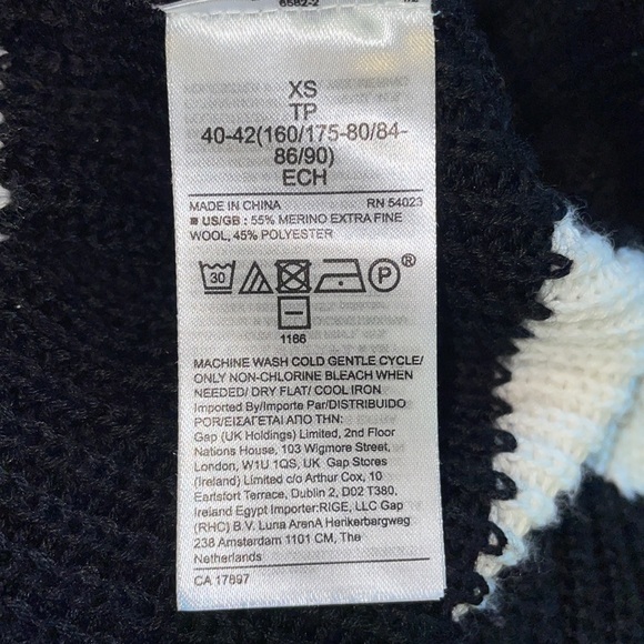 Beautiful Banana Republic black/cream fisherman’s sweater mock Turtle Neck SZ XS - Picture 6 of 6